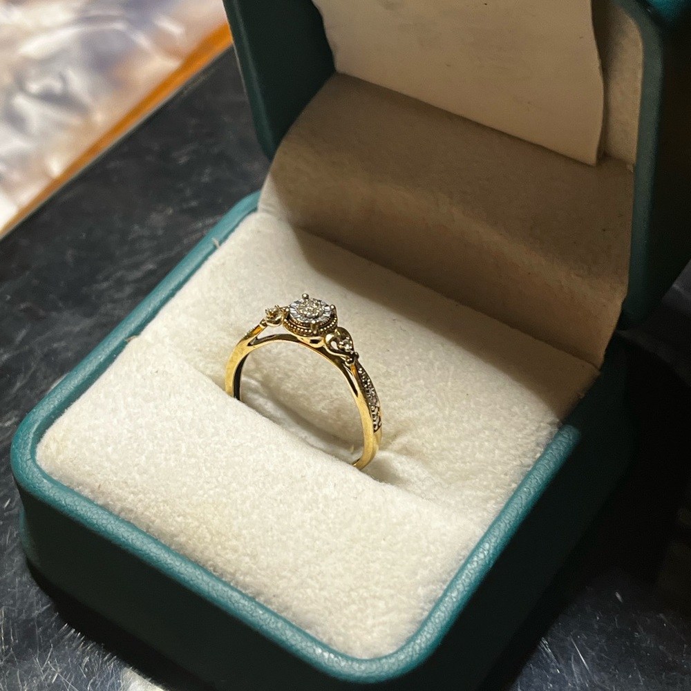 Solid Elegant Gold Ring With Silver Accents - image 1
